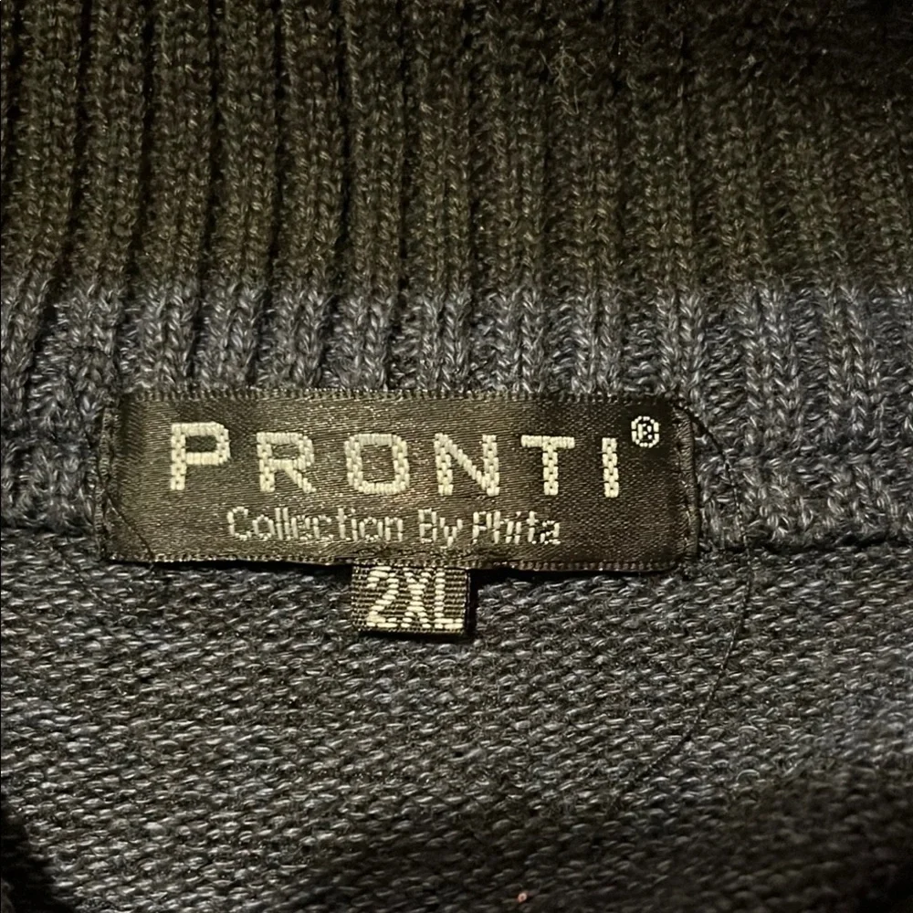 Black and White Zip Up Sweater with Stripes - Picture 2 of 2